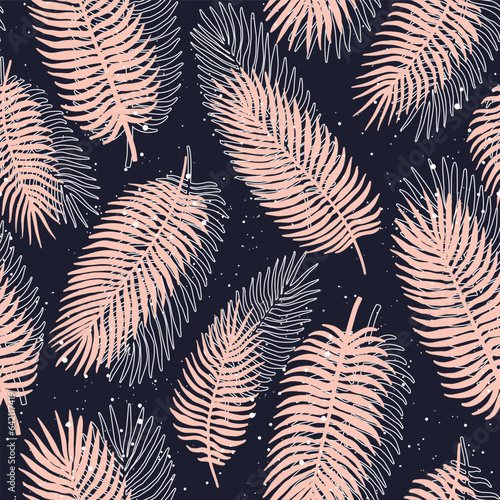 Vector palm tree leaves seamless pattern background illustration. Editable vector illustration for decoration, fabric, textile, paper.