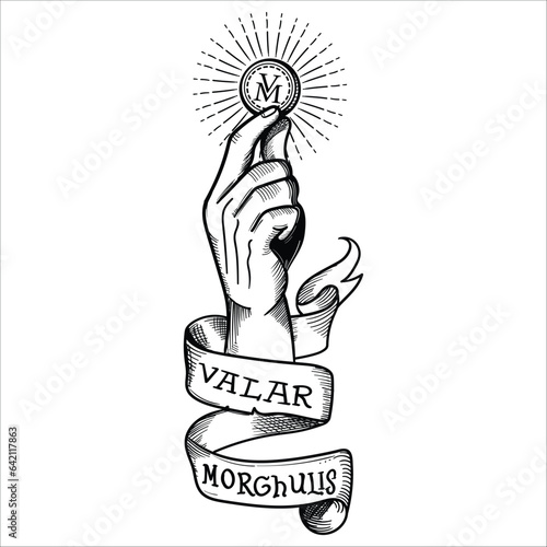 Canvas Print Valar morghulis vector tattoo
