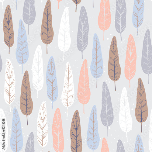Vector seamless pattern with colorful leaves. Editable illustration for decoration, fabric, textile, paper.