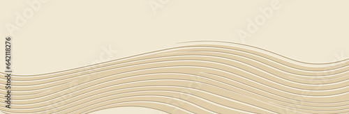 Banner, cover design. Embossed elegant 3D pattern of wavy lines. Light beige background with space for text and advertising.
