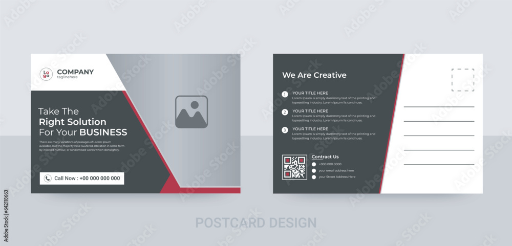 Corporate postcard design template. Blue Corporate business postcard or EDDM postcard design template