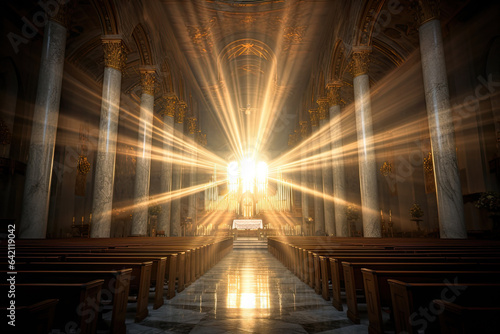Fotomurale Light in church, symbolizing divine presence, truth, spiritual illumination, God love and grace