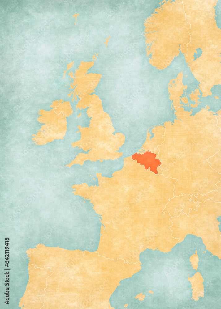 Map of Western Europe - Belgium
