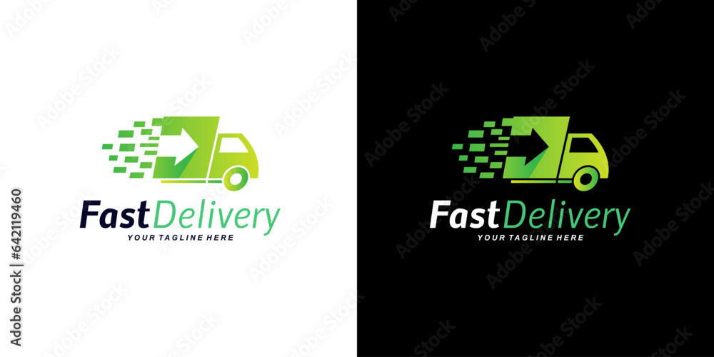 Naklejka premium Vector fast delivery express service, arrow symbol, container illustration logo design template