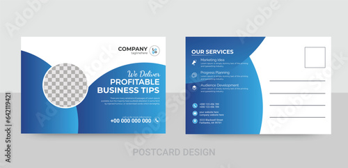 Corporate business blue postcard or EDDM postcard design template