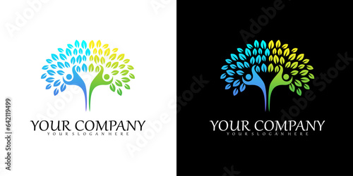 Vector nature tree logo design, teamwork success, education logo vector design template