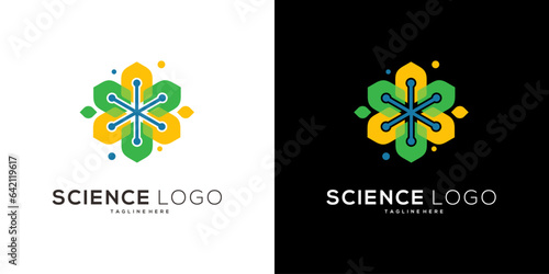 Vector of geometric particle logo and science logo vector design template