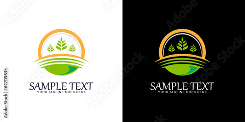 Vector of agriculture logo, rice field illustration logo graphic. Farm harvest logo design template