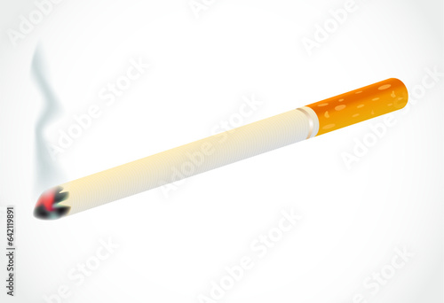Smoking cigarette closeup isolated vector icon