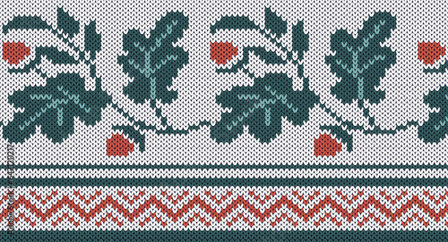 Christmas knit pattern, Festive Sweater Design. Seamless Knitted Pattern