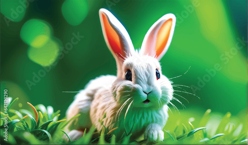 cute white rabbit illustration © boi