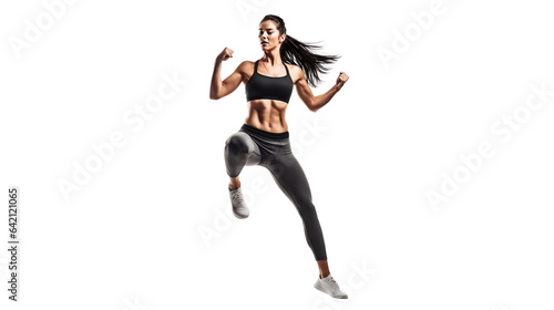 Fit and a handsome shirtless woman with a beautiful torso. Strong and handsome, fit and sporty bodybuilder woman. woman Fitness Model Torso showing six pack abs. Isolated on Transparent background.