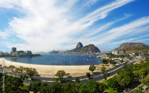 Panoramic view from Botafogo beach to Sugarloaf Mountain in Rio de Janeiro Brazil photo