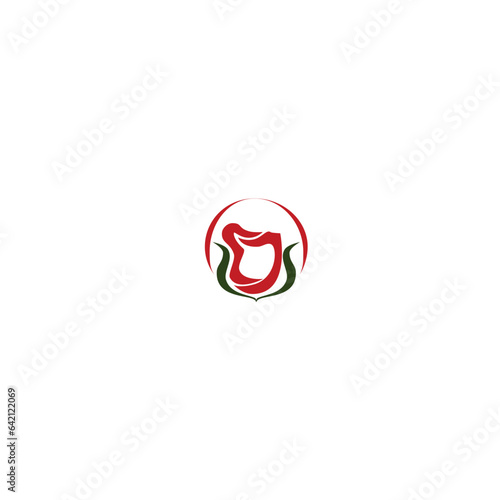 red rose flower logo vector icon illustration