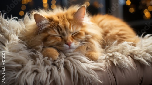 Relaxed Orange Cat taking a nap © senadesign