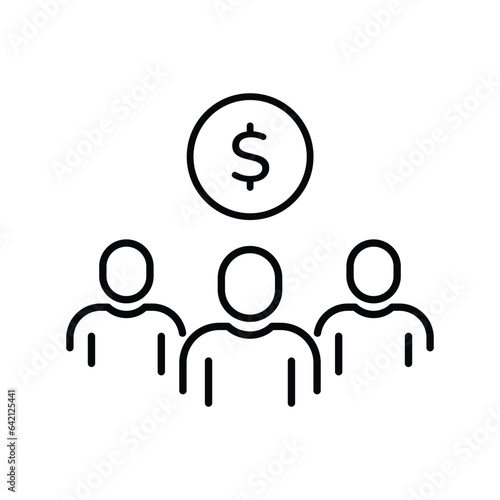 thin line mutual fund icon like investors success. abstract flat lineart trend modern stroke remuneration logotype graphic art design isolated on white. concept of diversification and partner or owner