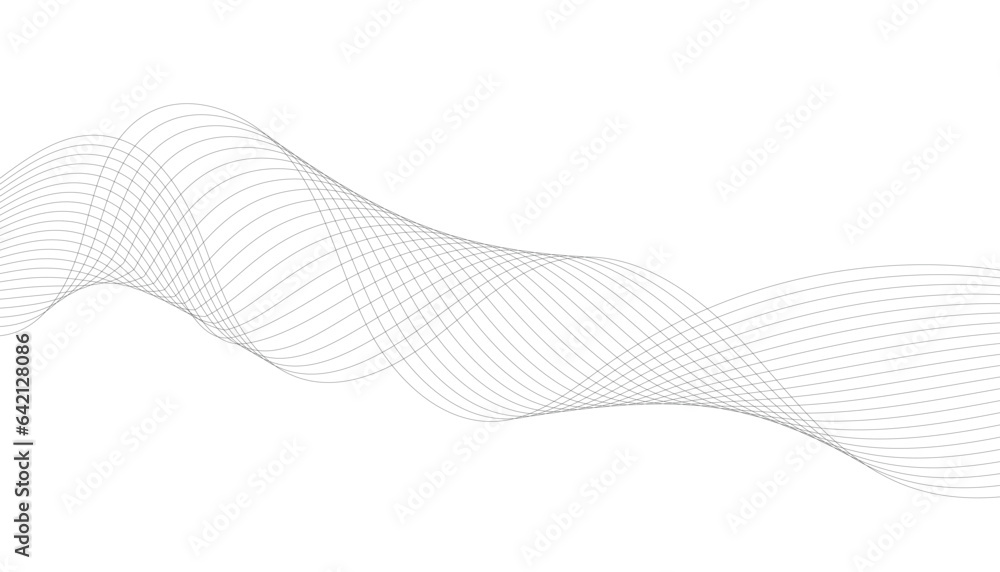Abstract wave element for design. Digital frequency track equalizer. Stylized line art background. Vector illustration of wavy lines. Black and gray color. Abstract wave element for design. Digital frequency track equalizer. Stylized line art background. Vector illustration of wavy lines. Black and gray color.