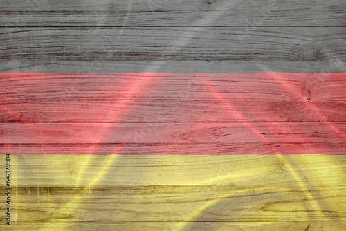 Flag of Germany on wood background. Tag der deutschen Einheit. © Philip