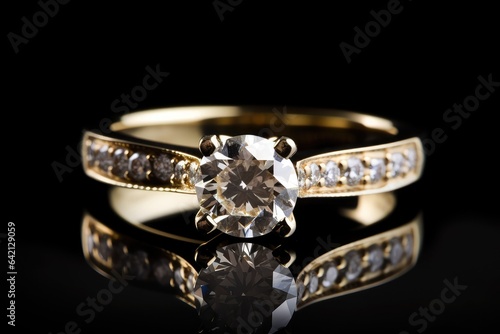 designer and realistic golden ring jewel photography with shiny gemstone generative ai