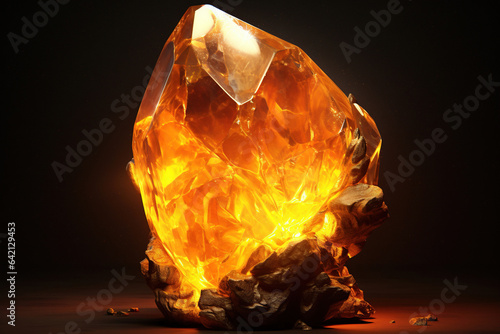 Polished amber gemstone isolated photo