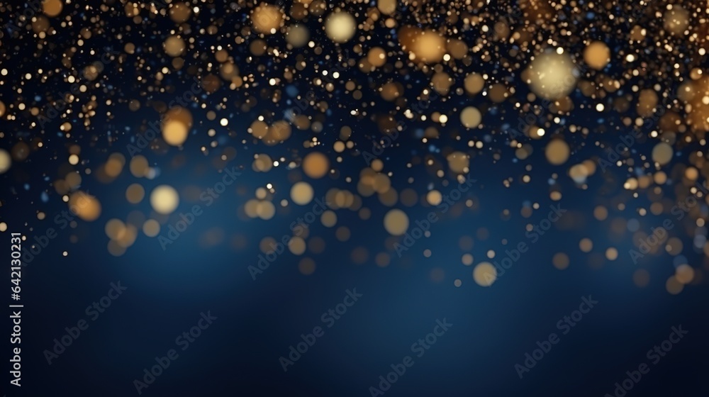 Gold glitzernder Hintergrund für Banner und als Grundlage für Text und Produkte zum Thema Weihnachten, Feiern oder Geburtstag. Romantischer Sternenhimmel Illustration. - obrazy, fototapety, plakaty 