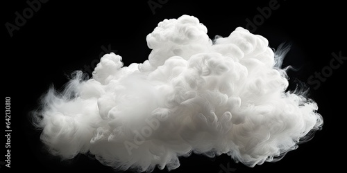 White Cumulus Cloud with Brush Textured Smoke Isolated on Black Background