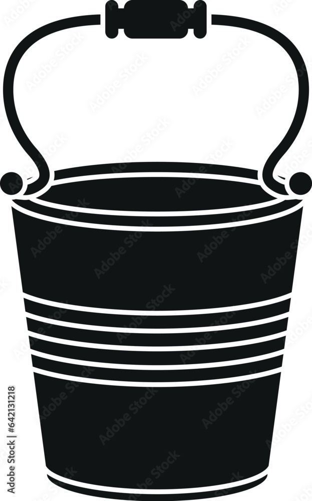 Black and White Cartoon Vector Illustration of a Metal Bucket with ...