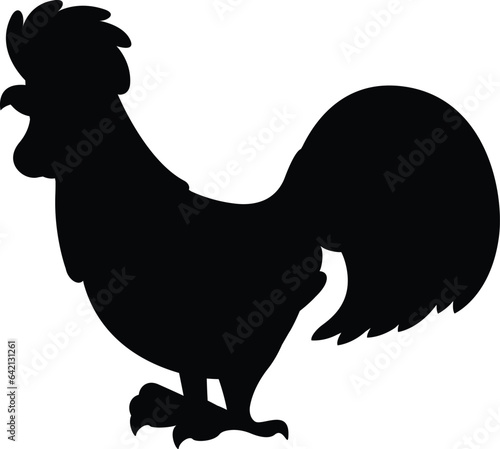 Black and White Silhouette Vector Illustration of a Chicken Hen Rooster photo