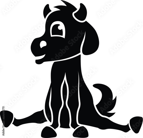 Black and White Cartoon Vector Illustration of a Baby Farm Billy Goat