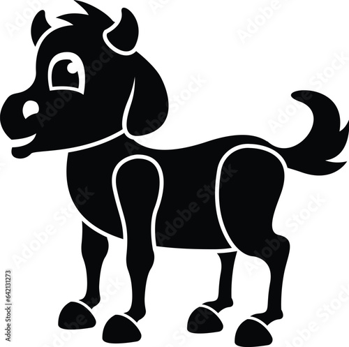 Black and White Cartoon Vector Illustration of a Baby Farm Billy Goat