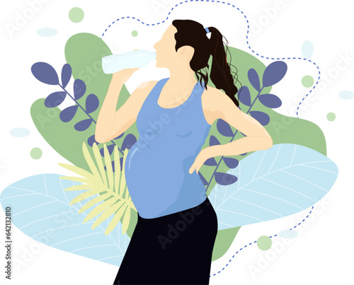 illustration of preggnant woman exercing and drinking pregnancy and infant loss awareness month
