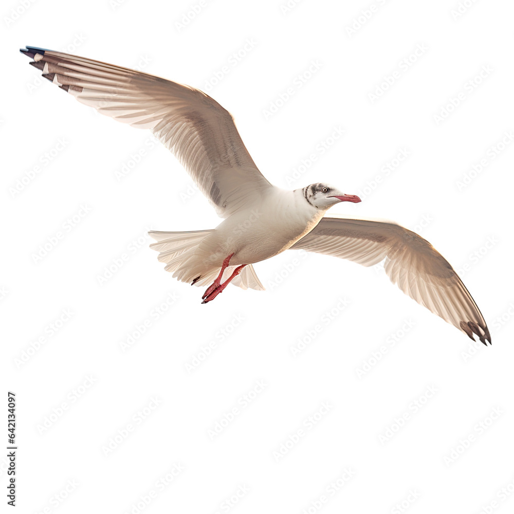 Fototapeta premium Seagull soaring above Brighton s shore transparent background