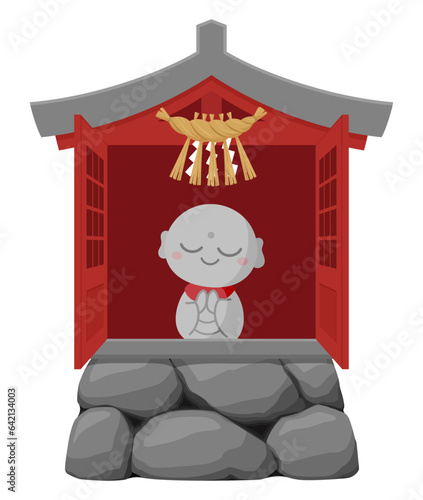 祠のイラスト_お地蔵様_赤