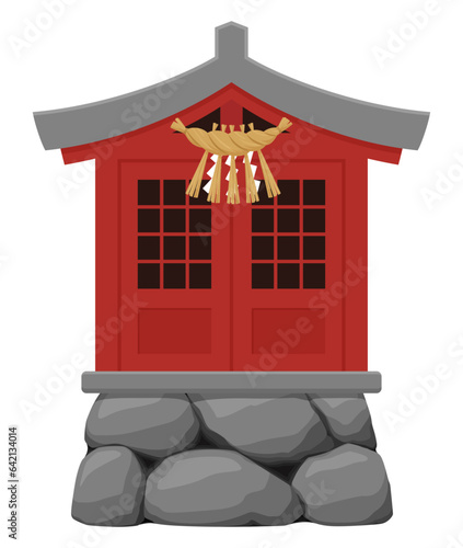祠のイラスト_扉閉_赤