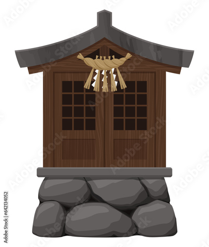 祠のイラスト_扉閉_古い