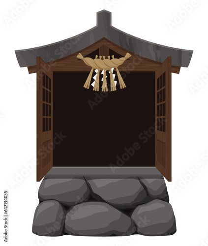 祠のイラスト_扉開_古い