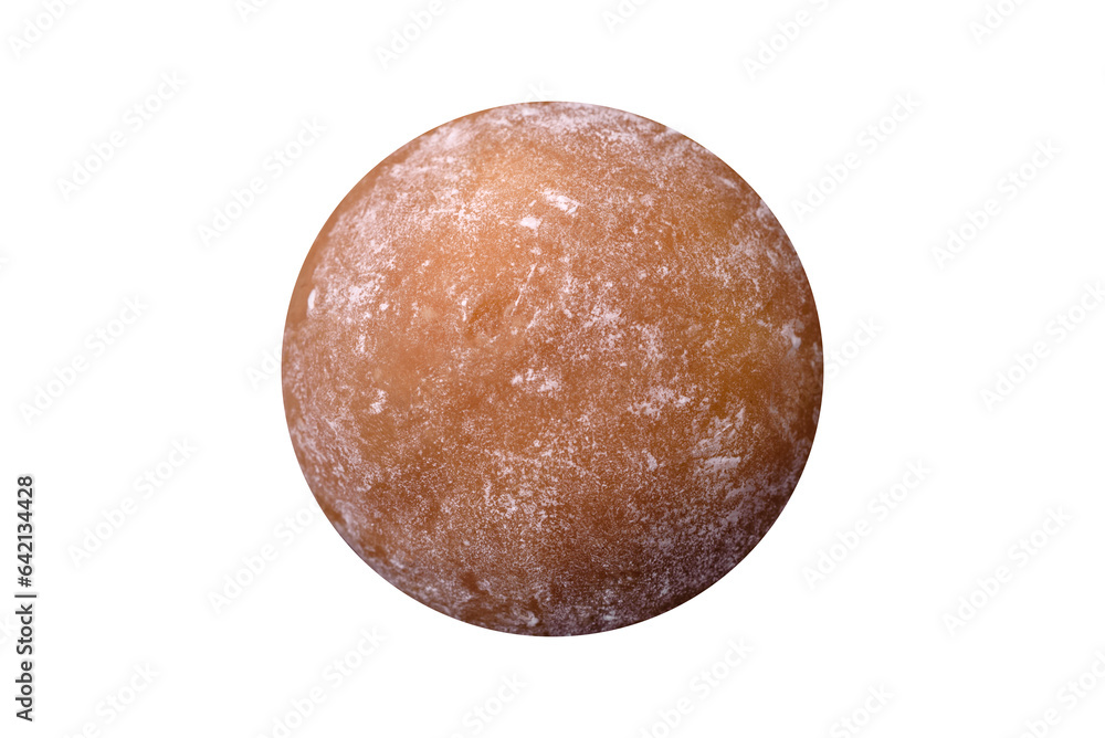 Delicious sweet mochi dessert with toppings on a dark concrete background Delicious sweet mochi dessert with toppings on a dark concrete background