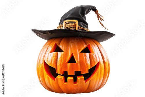 Jack O' Lantern, cut out. Halloween pumpkin in hat, the main symbol of the Happy Halloween holiday