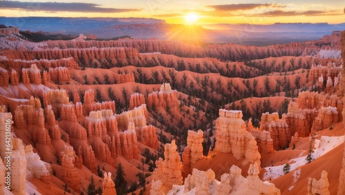 sunset view of bryce canyon park