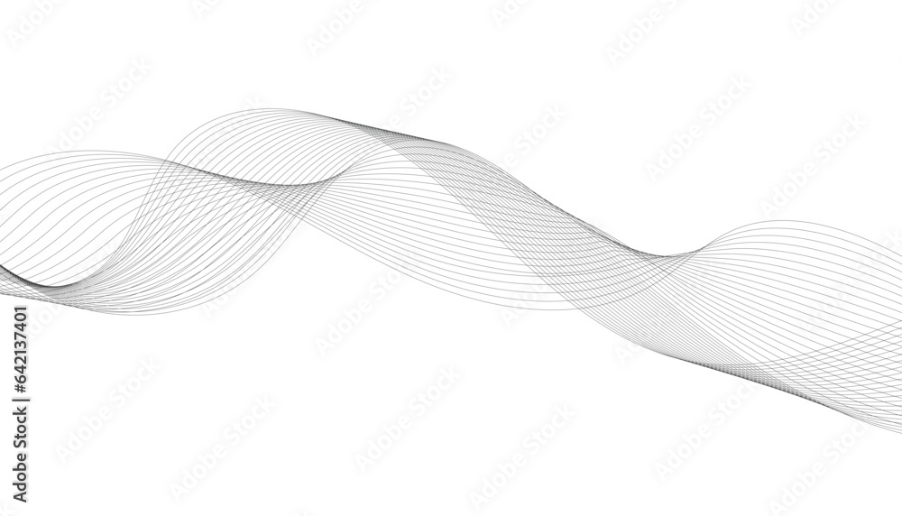 Abstract wave element for design. Digital frequency track equalizer. Stylized line art background. Vector illustration of wavy lines. Black and gray color. Abstract wave element for design. Digital frequency track equalizer. Stylized line art background. Vector illustration of wavy lines. Black and gray color.
