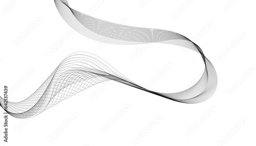 Fototapeta premium Abstract wave element for design. Digital frequency track equalizer. Stylized line art background. Vector illustration of wavy lines. Black and gray color.