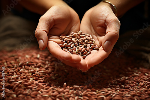 female hands holding seeds