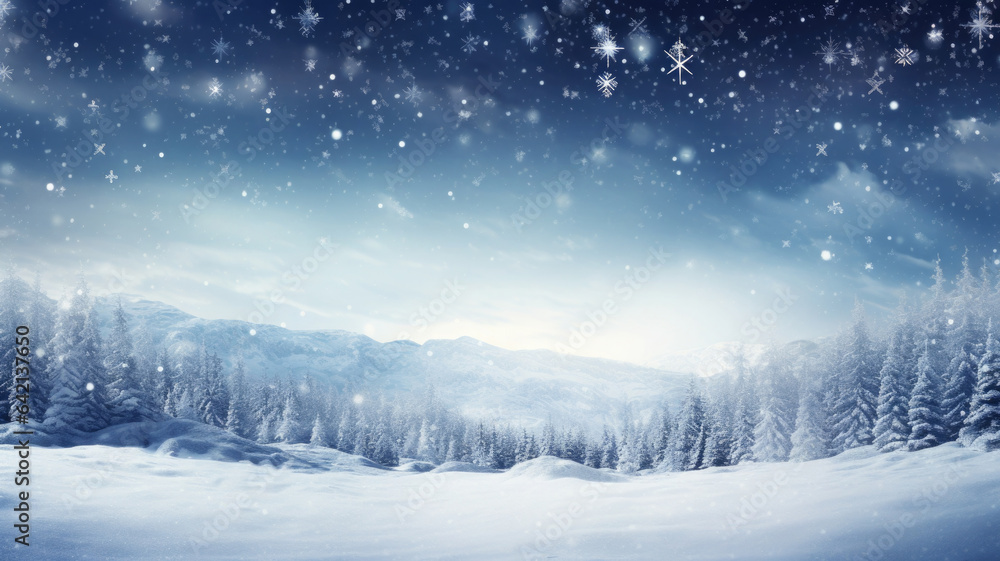 Winter landscape with falling snowflakes. Snowy background with copy space Winter landscape with falling snowflakes. Snowy background with copy space