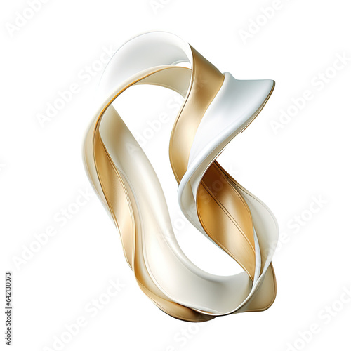 transparent background with gold and white curly ribbon