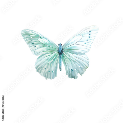 A white butterfly landed delicately on a forest leaf transparent background