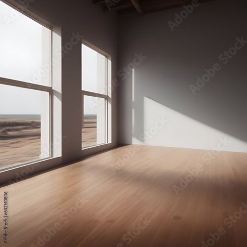 Empty room  empty wall  white room  black room  red room  pastel room  blue room  yellow room  green room  purple room  luxury room  beautiful wall wooden floor daylight generative ai illustration art