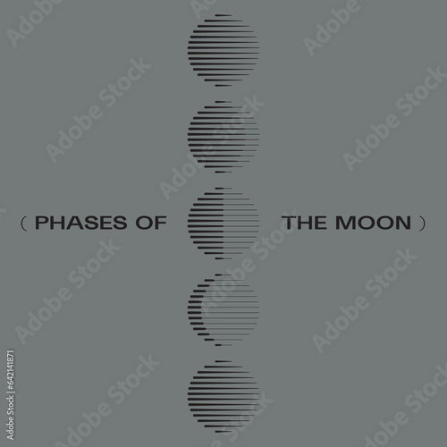 The Moon symbol. Halftone lines effect. Hologram effect. Vector Moon sign. Vector Circle.