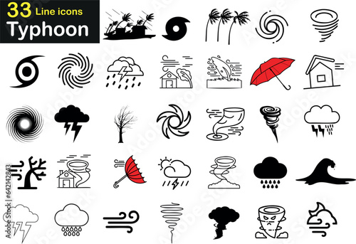Typhoon Vector Illustration: A powerful depiction of a tropical storm, also known as a cyclone or hurricane. Perfect for educational, scientific, or artistic use