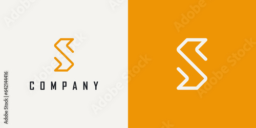 Initial S Letter Infinity Logo. White Geometric Line Arrow isolated on Dual Background. Flat Vector Logo Design Template Element for Business and Branding Logos. 