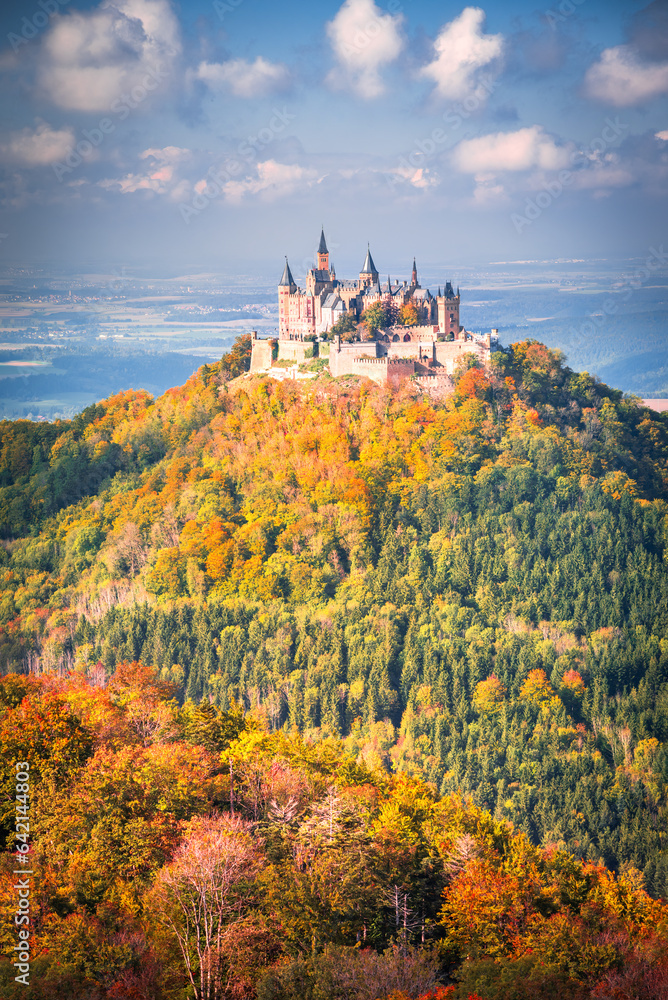 Burg Hohenzollern - Breathtaking autumn landscape in the Swabian Alps, Germany